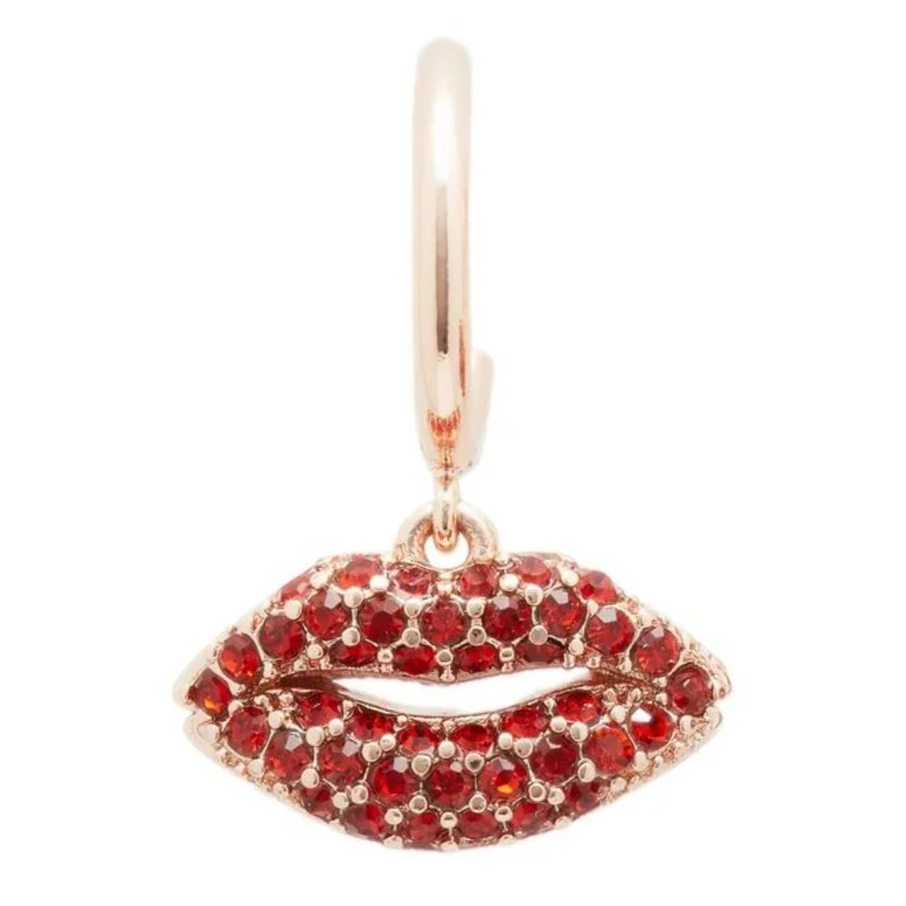 Kate Spade Kiss Kiss Pavé Lips Huggie Earrings in Rose Gold Red Jewelry Gift NEW - Picture 4 of 6